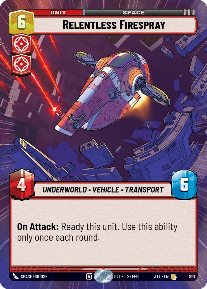 Relentless Firespray (891) (Hyperspace Foil) (891) [Jump to Lightspeed]