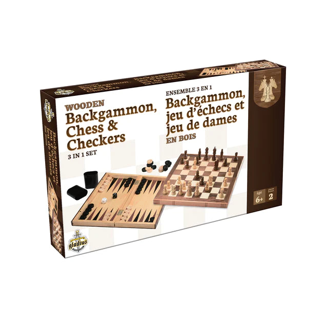 3 in 1 Set - Backgammon Chess and Checkers (Bil)