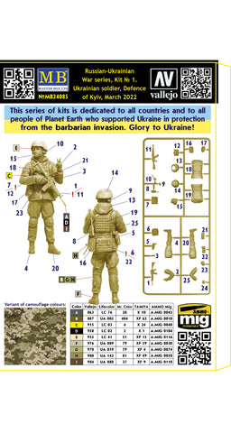 Master Box 1/24 Russian-Ukrainian War series Ukrainian soldier Defence of Kyiv March 2022. Kit No1.
